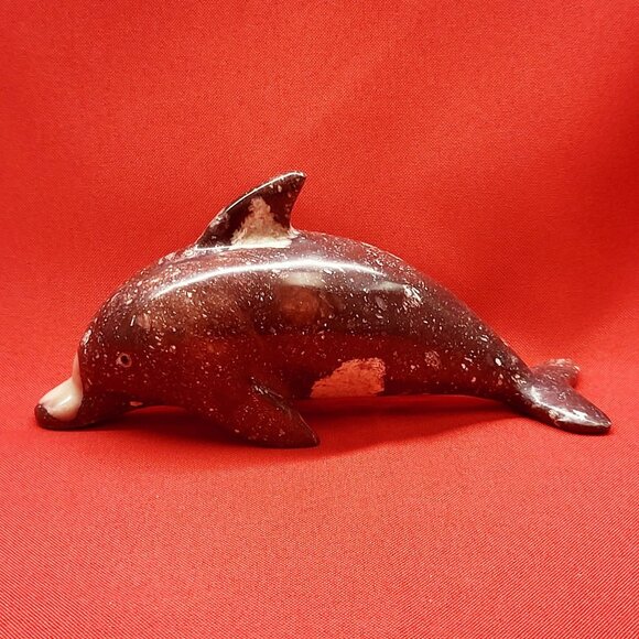 Vintage Carved Marble Stone Dolphin Figurine Paperweight Home Decor - Picture 3 of 14